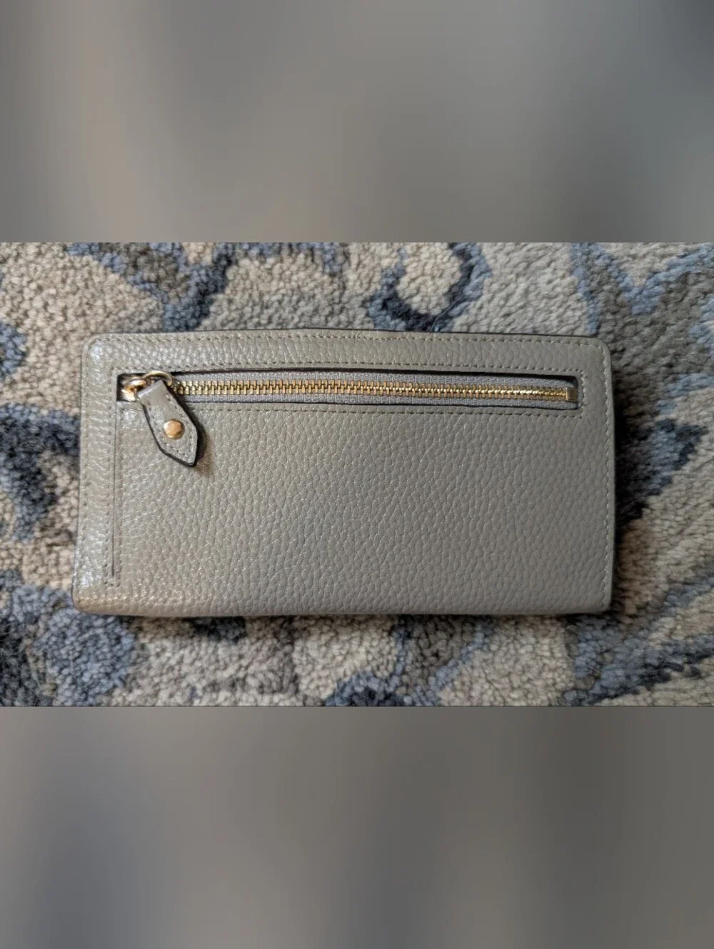 Lodis Pebbled Leather Zip Wallet in Light Gray